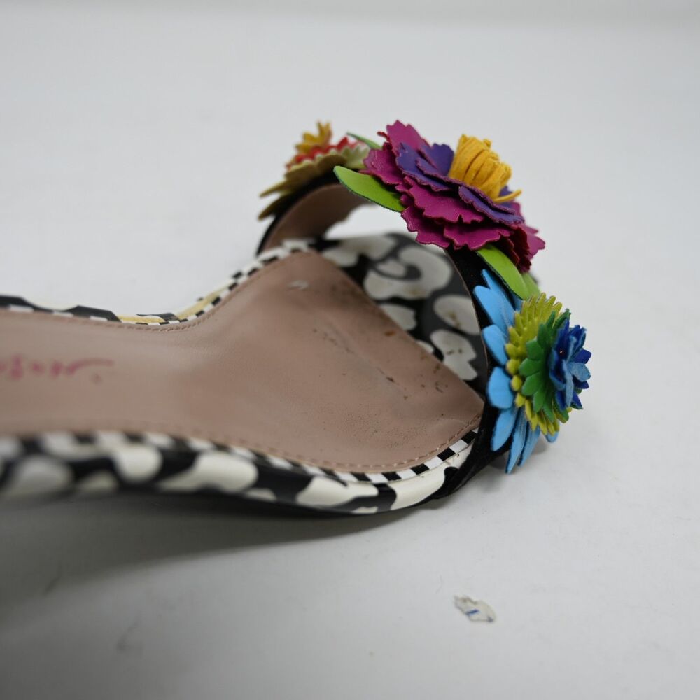 Betsey Johnson Lore 7 Floral Sandals Striped Block Heel 3D Flowers - Picture 7 of 10